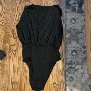 Black deep v bodysuit